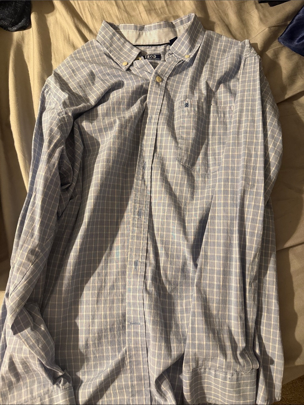 Izod Light Blue Windowpane Button-Down Shirt